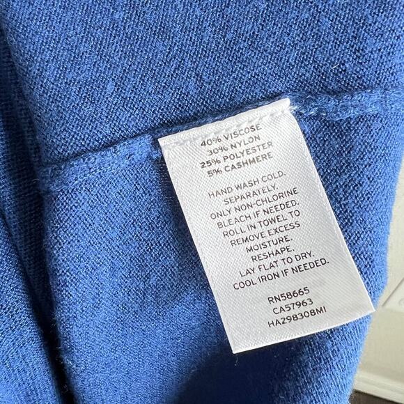 Halogen Blue Cashmere Blend Oversized Sweater Women's XS Relaxed Side Slit Knit - Picture 6 of 6